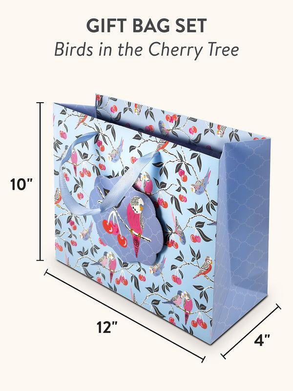 Studio Oh Birds In The Cherry Tree Large Horizontal Die-Cut Gift Bag With Tissue
