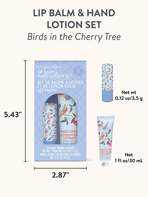 Studio Oh Birds In The Cherry Tree Lip Balm & Hand Lotion Set