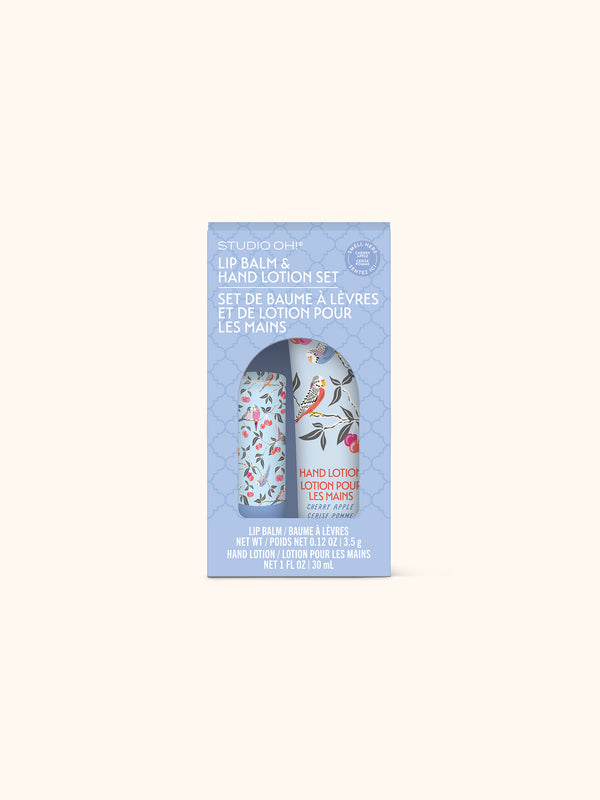 studio oh Birds in the Cherry Tree Lip Balm & Hand Lotion Set