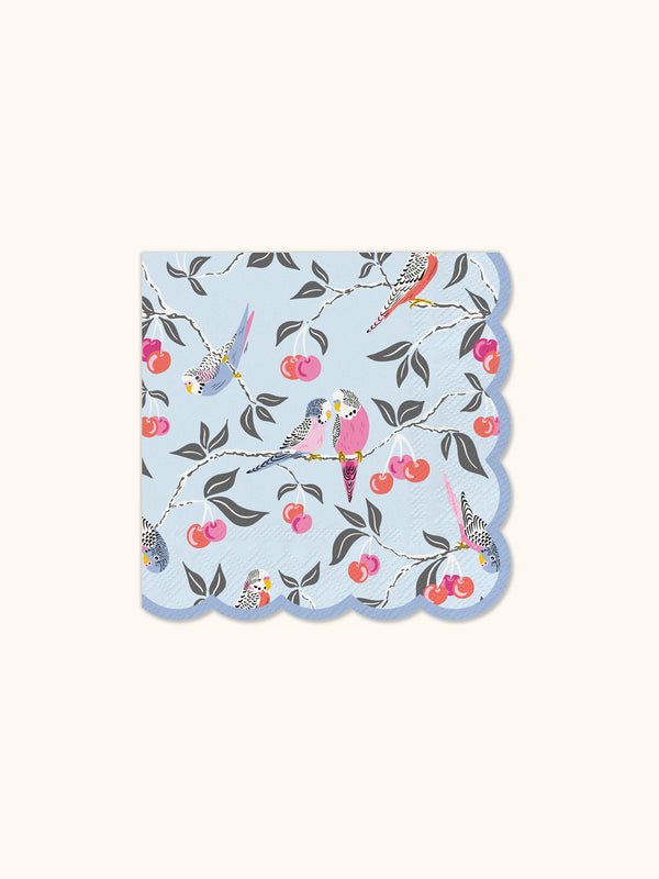 studio oh Birds in the Cherry Tree Scalloped Beverage Napkins