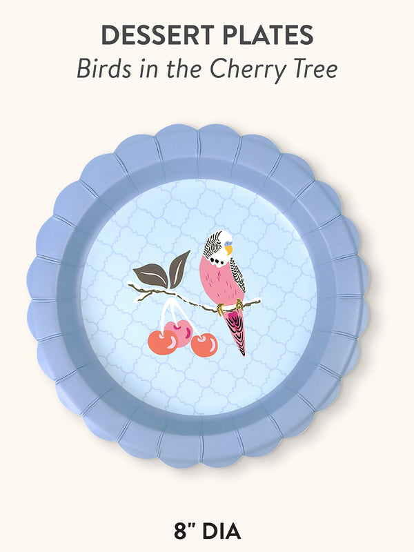 Studio Oh Birds In The Cherry Tree Scalloped Dessert Plates
