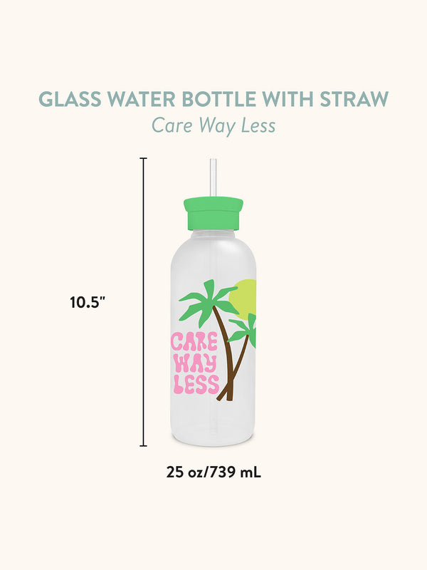 Studio Oh Care Way Less Glass Water Bottle With Straw