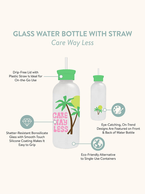 Studio Oh Care Way Less Glass Water Bottle With Straw