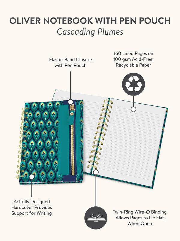 Studio Oh Cascading Plumes Oliver Notebook With Pen Pocket