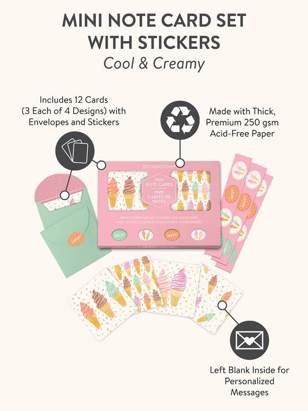 Studio Oh Cool & Creamy Assorted Mini Note Card Set With Stickers