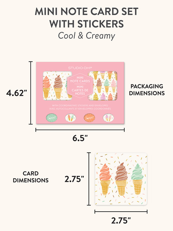 Studio Oh Cool & Creamy Assorted Mini Note Card Set With Stickers