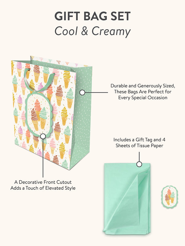 Studio Oh Cool & Creamy Large Vertical Die-Cut Gift Bag With Tissue