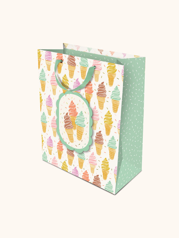 studio oh Cool & Creamy Large Vertical Die-Cut Gift Bag with Tissue