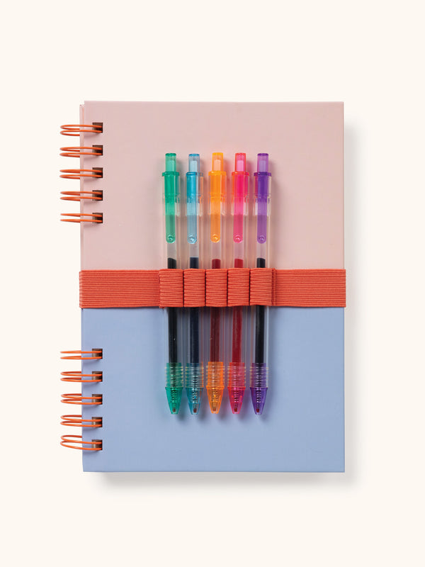 studio oh Coral & Salt Water Harper Split-Spiral Notebook & Pen Set