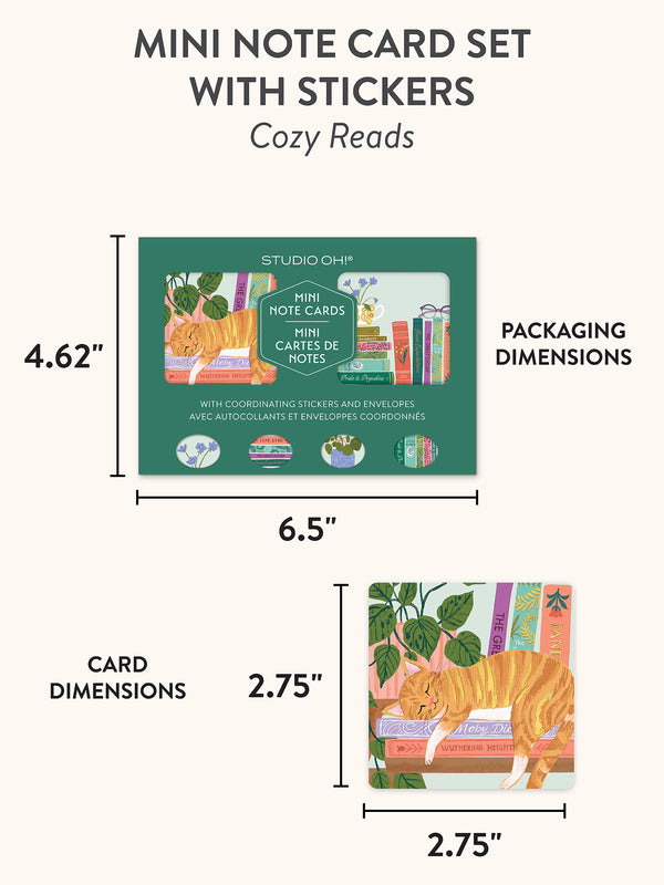 Studio Oh Cozy Reads Assorted Mini Note Card Set With Stickers