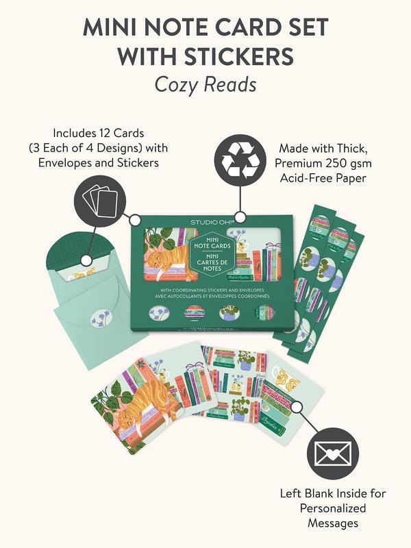Studio Oh Cozy Reads Assorted Mini Note Card Set With Stickers