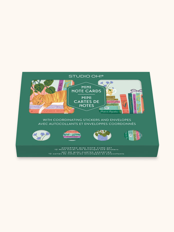 studio oh Cozy Reads Assorted Mini Note Card Set with Stickers