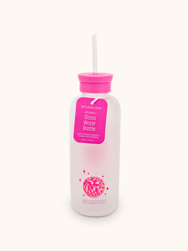 Studio Oh Dancing Queen Glass Water Bottle With Straw