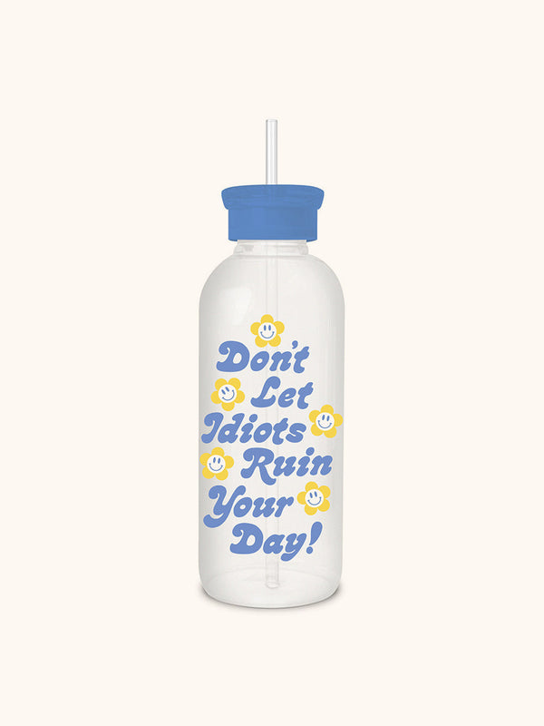 studio oh Don't Let It Ruin Your Day Glass Water Bottle with Straw