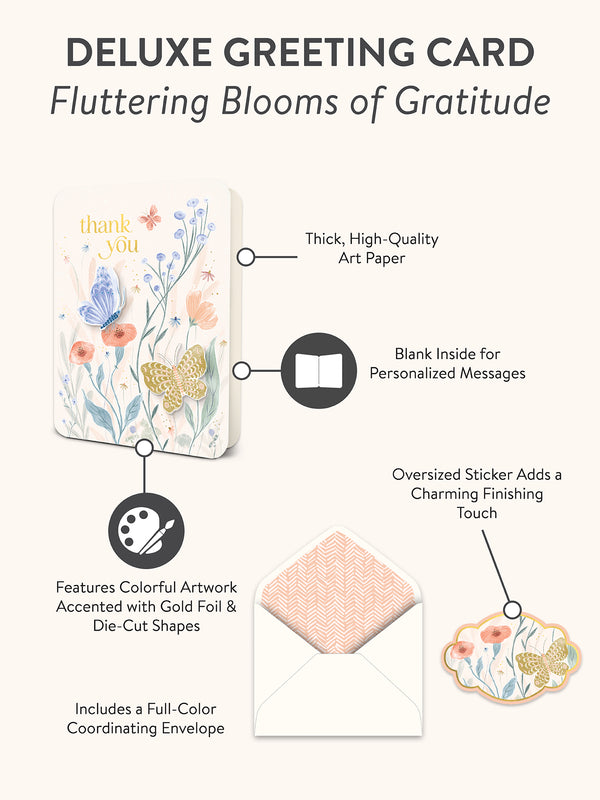 Studio Oh Fluttering Blooms Of Gratitude Deluxe Greeting Cards