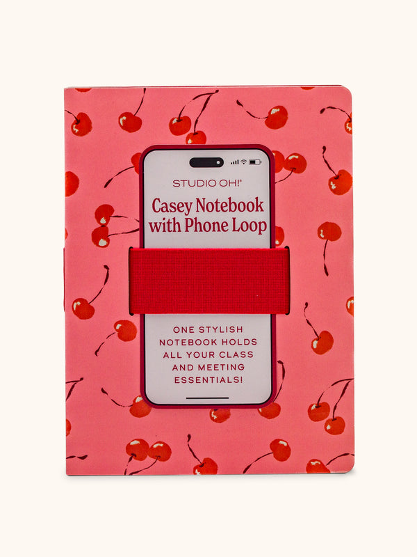 studio oh Fresh-Picked Cherries Casey Notebook with Phone Loop
