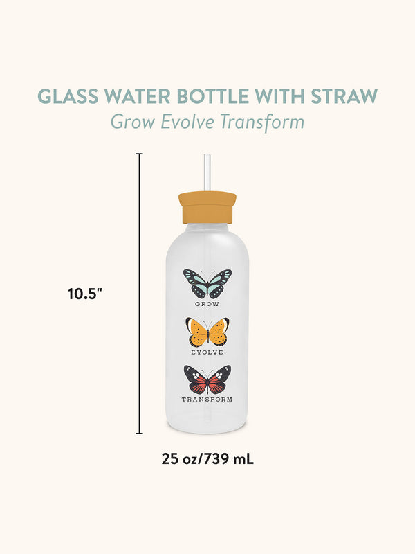 Studio Oh Grow Evolve Transform Glass Water Bottle With Straw