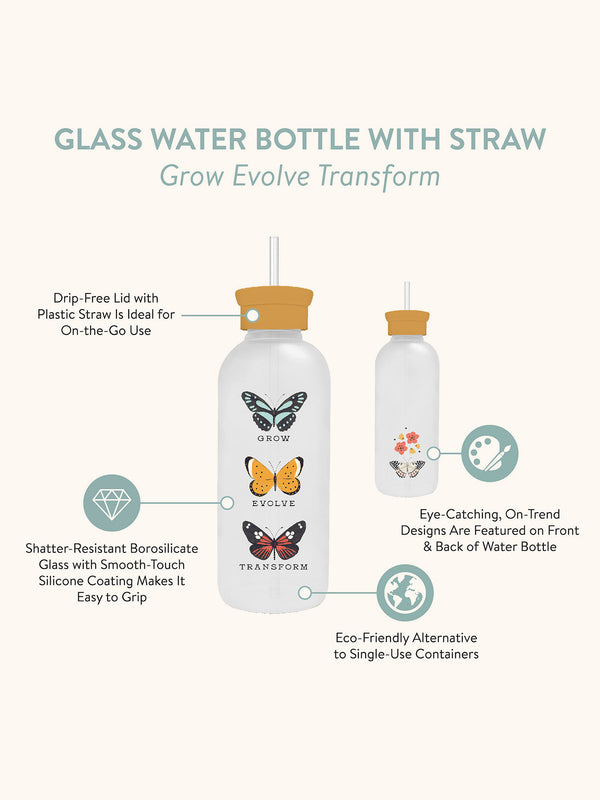 Studio Oh Grow Evolve Transform Glass Water Bottle With Straw