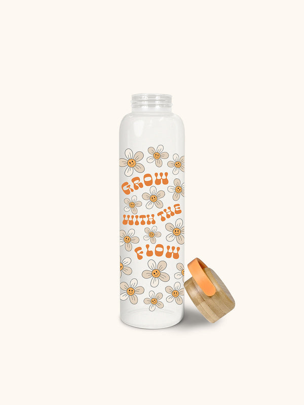 Studio Oh Grow With The Flow Glass Water Bottle With Bamboo Lid