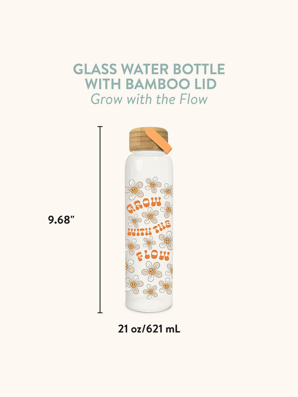 Studio Oh Grow With The Flow Glass Water Bottle With Bamboo Lid