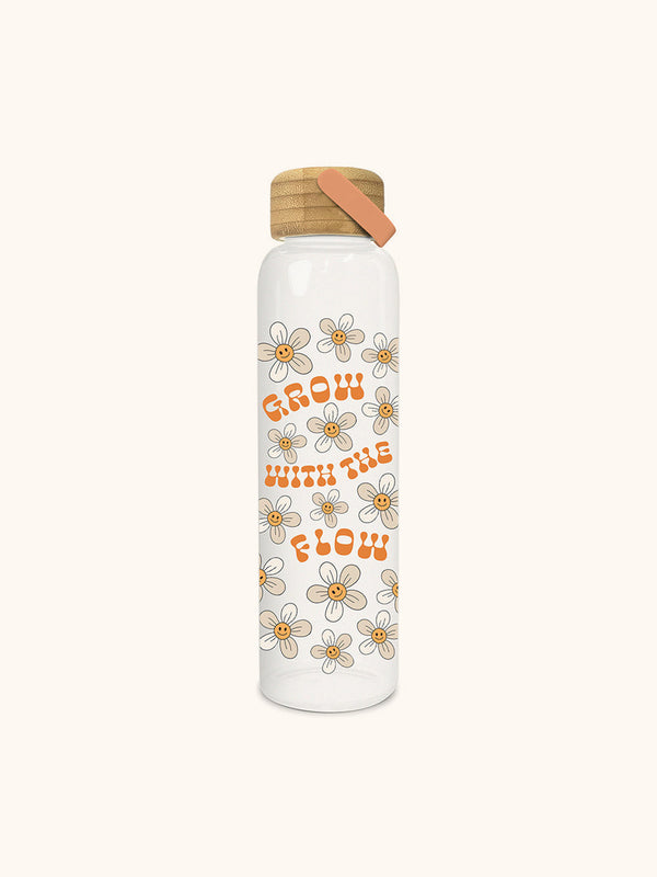 studio oh Grow with the Flow Glass Water Bottle with Bamboo Lid