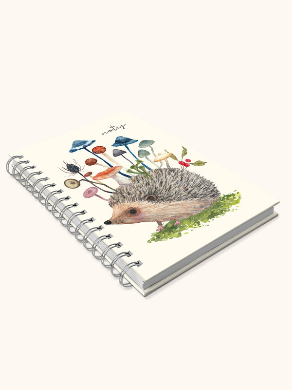 Studio Oh Hedgehog With Mushrooms Medium Spiral Notebook