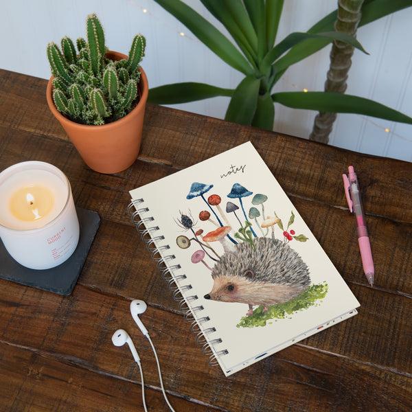 Studio Oh Hedgehog With Mushrooms Medium Spiral Notebook