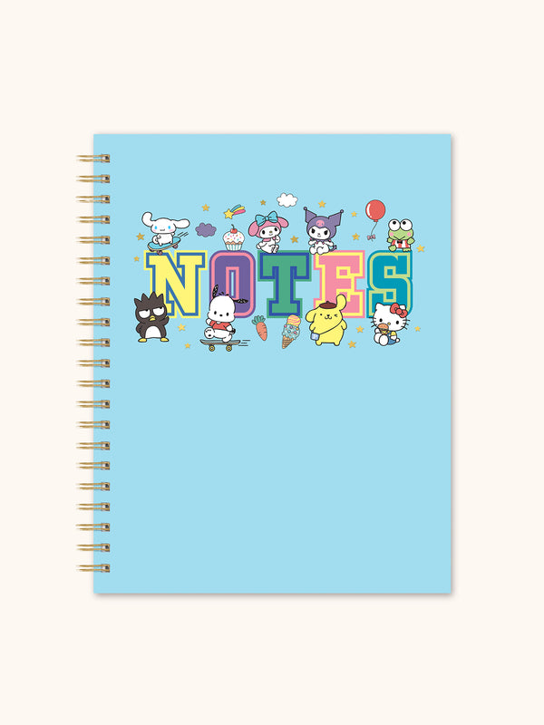 studio oh Hello Kitty and Friends College Letters Blue Extra-Large Spiral Notebook with Pocket & Sticker Sheet