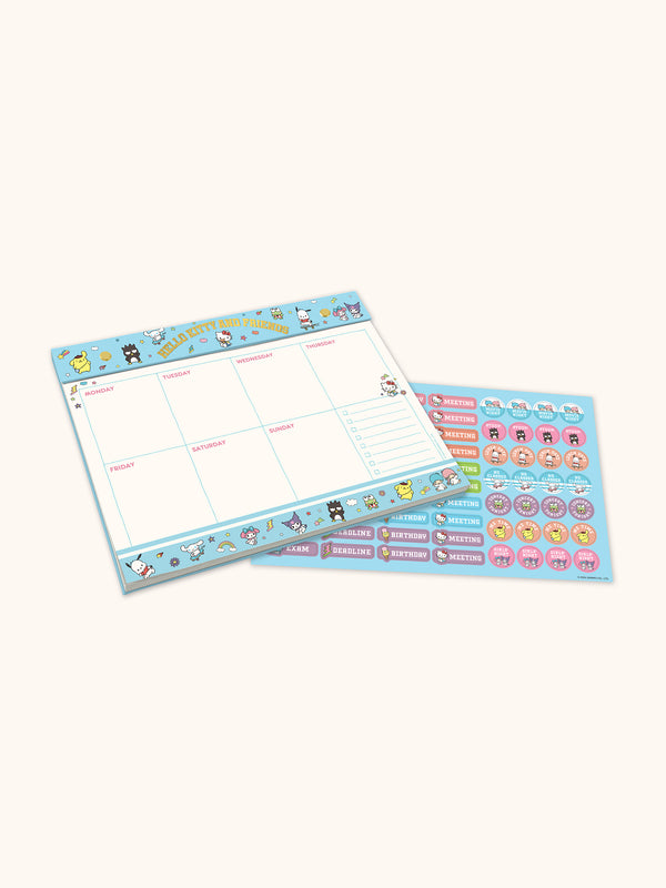 Studio Oh Hello Kitty And Friends College Letters Blue Weekly Desk Pad With Grommets & Sticker Sheet