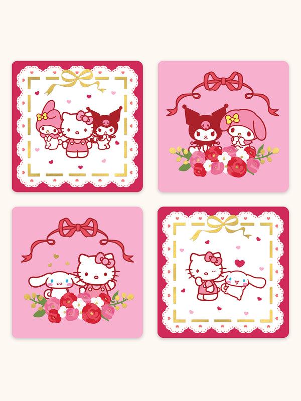 Studio Oh Hello Kitty And Friends Hearts And Ribbons Assorted Mini Note Cards With Stickers