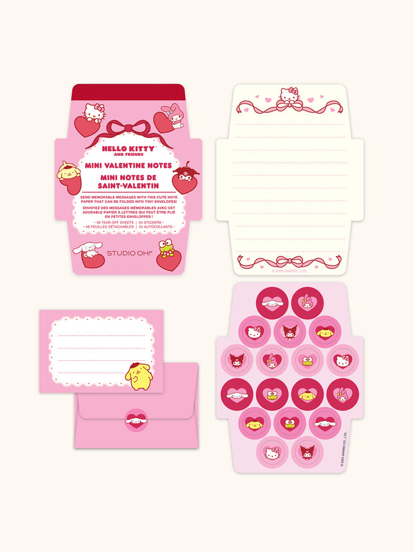 Studio Oh Hello Kitty And Friends Hearts And Ribbons Foldable Note Cards With Stickers