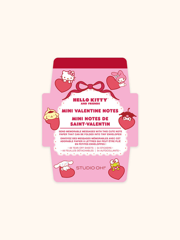 studio oh Hello Kitty and Friends Hearts and Ribbons Foldable Note Cards with Stickers
