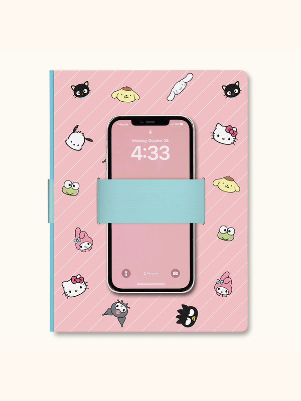 Studio Oh Hello Kitty And Friends Pink Pinstripe Casey Notebook With Phone Loop