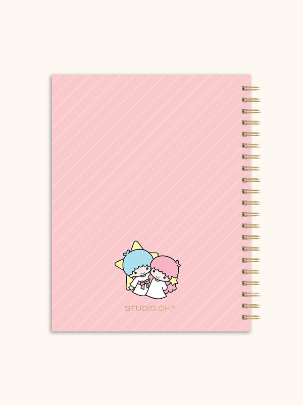 Studio Oh Hello Kitty And Friends Pink Pinstripe Extra-Large Spiral Notebook With Pocket & Sticker Sheet