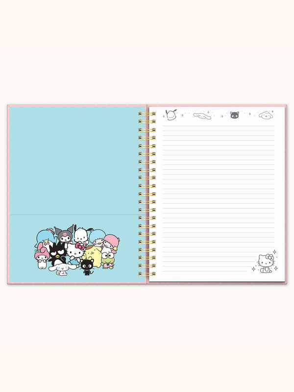 Studio Oh Hello Kitty And Friends Pink Pinstripe Extra-Large Spiral Notebook With Pocket & Sticker Sheet
