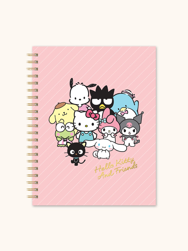studio oh Hello Kitty and Friends Pink Pinstripe Extra-Large Spiral Notebook with Pocket & Sticker Sheet