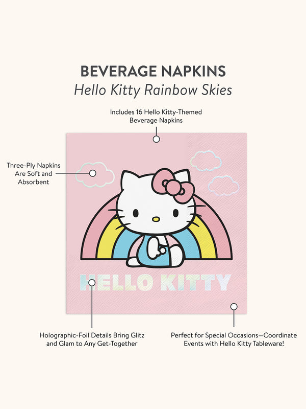 Studio Oh Hello Kitty Rainbow Skies Beverage Napkins