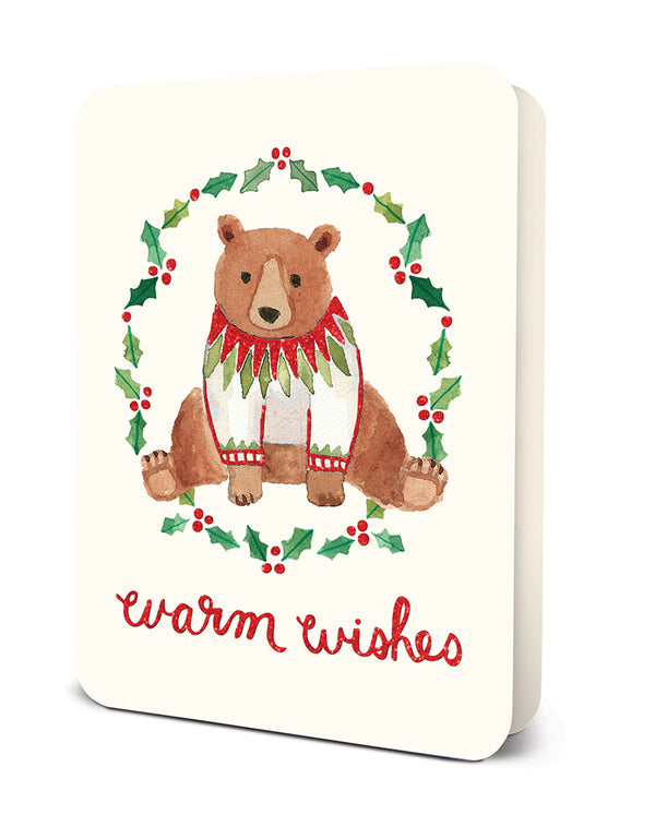 studio oh Holiday Bear in a Sweater Deluxe Greeting Card