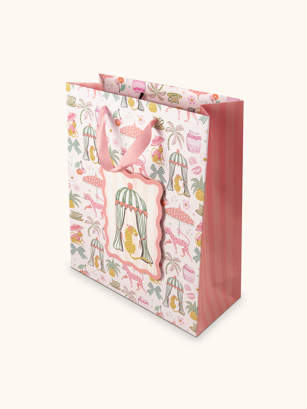 studio oh Leopard on Parade Large Vertical Die-Cut Gift Bag with Tissue