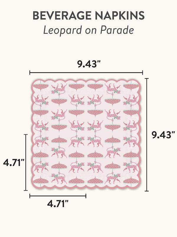 Studio Oh Leopard On Parade Scalloped Beverage Napkins