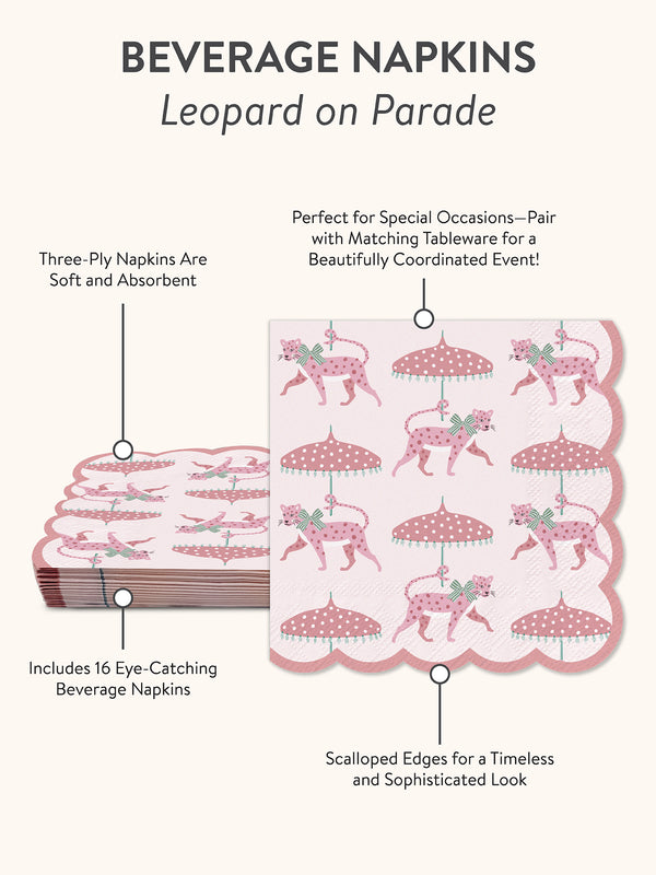 Studio Oh Leopard On Parade Scalloped Beverage Napkins