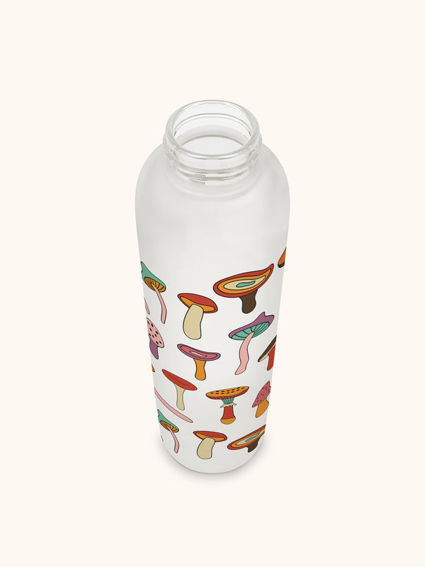 Studio Oh Mushroom Melody Glass Water Bottle With Bamboo Lid