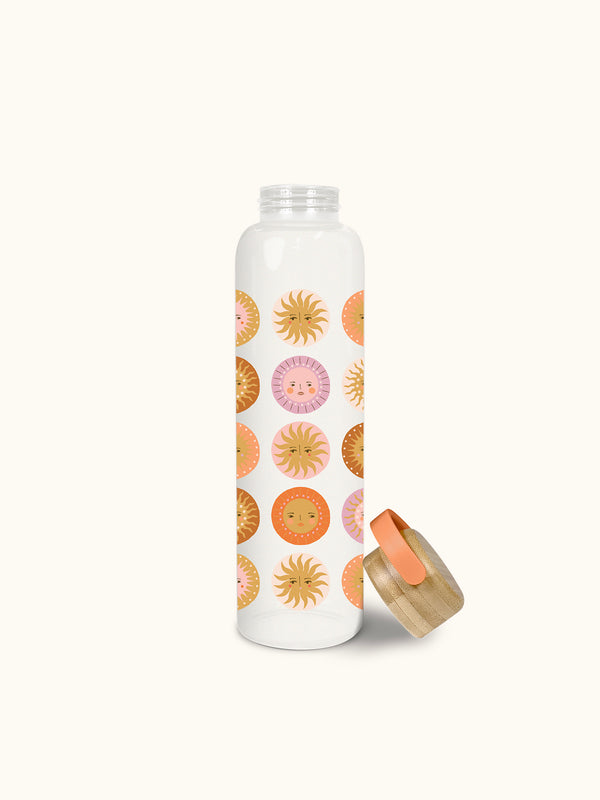Studio Oh On The Sunny Side Glass Water Bottle With Bamboo Lid