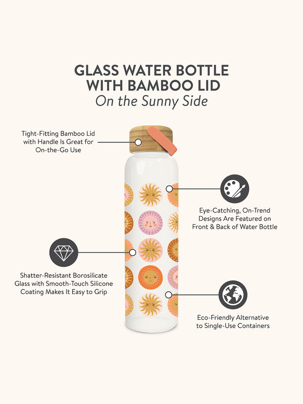 Studio Oh On The Sunny Side Glass Water Bottle With Bamboo Lid