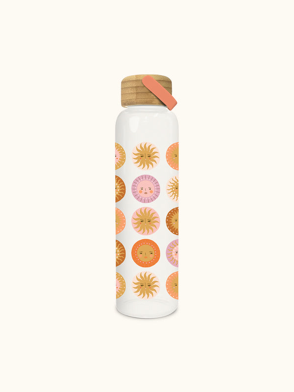 studio oh On the Sunny Side Glass Water Bottle with Bamboo Lid