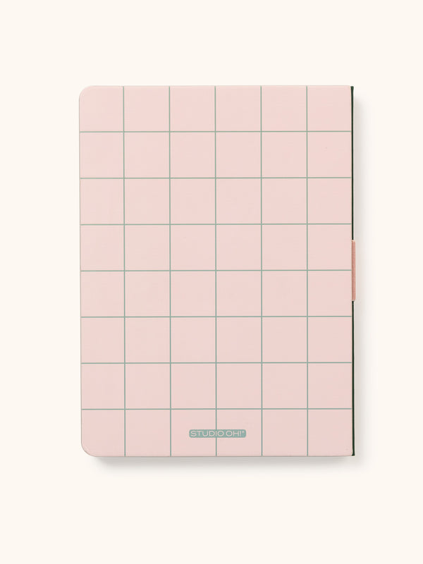 Studio Oh Peach & Green Grid Casey Notebook With Phone Loop