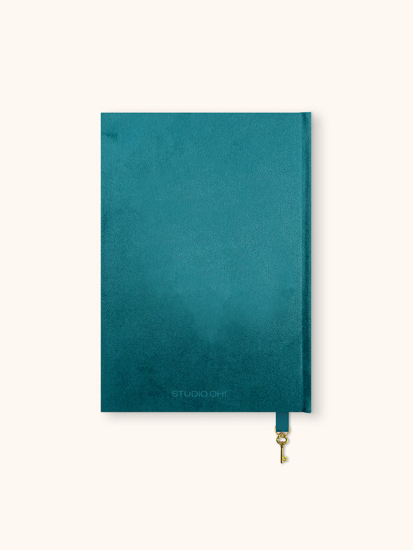 Studio Oh Peacock Blue Feather Olivia Velvet A5 Journal