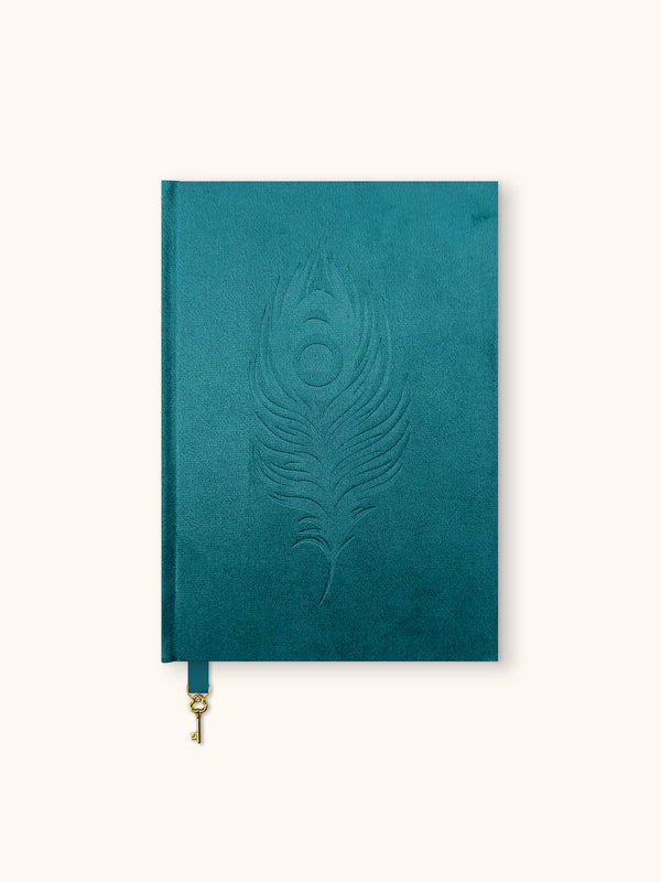 studio oh Peacock Blue Feather Olivia Velvet A5 Journal