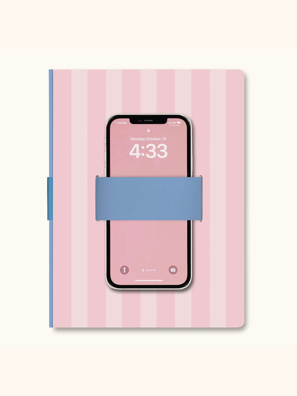 Studio Oh Pink Stripes Casey Notebook With Phone Loop