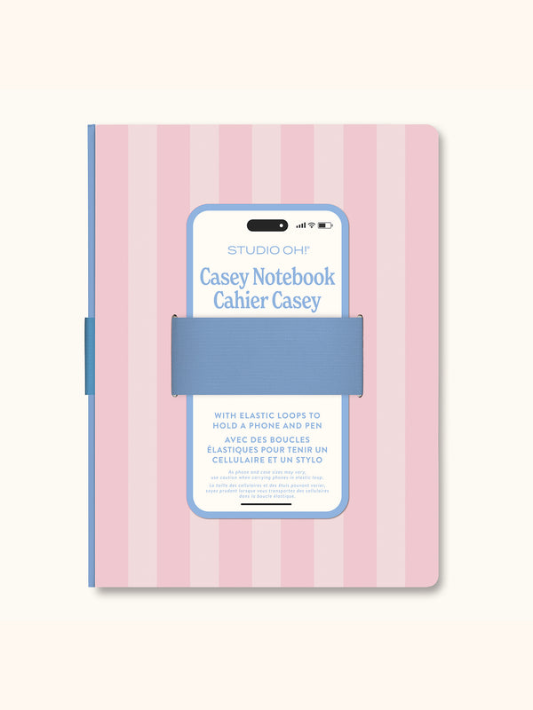 studio oh Pink Stripes Casey Notebook with Phone Loop